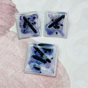 Purple White Glass Earrings and Brooch